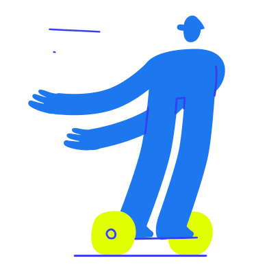 Immagine di un omino stilizzato che viaggia su un hoverbpard